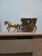 Antique Brass Horse Drawn Carriage Gypsy Caravan Collectible Decor
