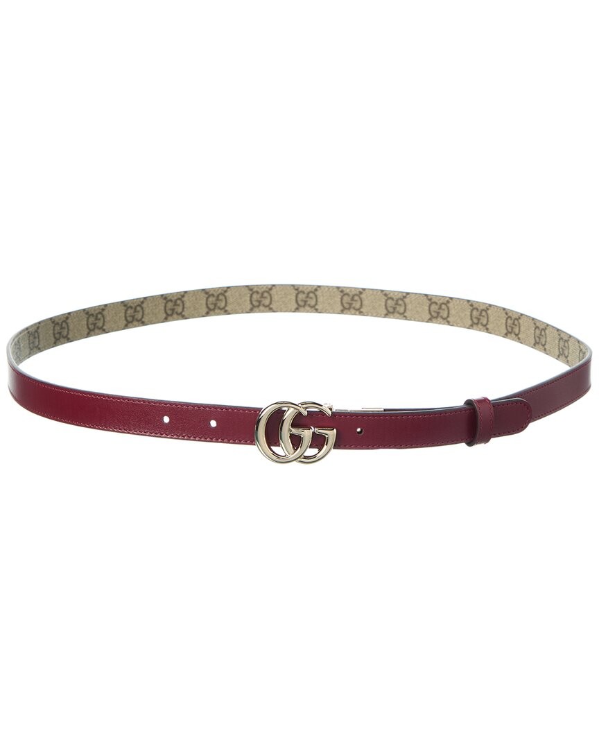 Gucci Gg Marmont Thin Reversible Gg Supreme Canvas - Leather Belt Womens 75 78090₽