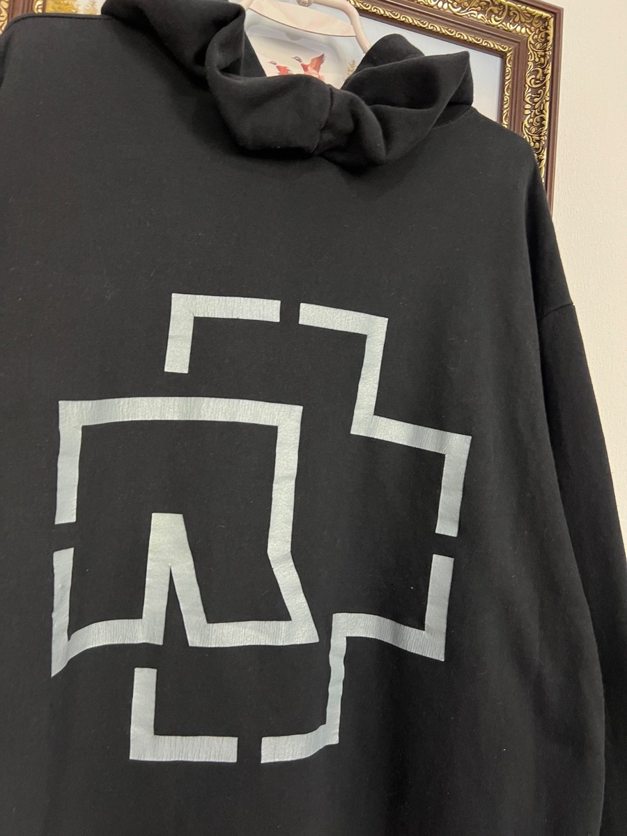 Vintage Rammstein Over Print Hoodie Black Band Jacket Rare Mens