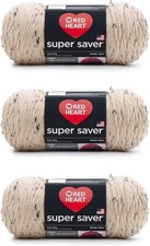 Red Heart Super Saver Yarn, 3 Pack, Buff Fleck 3 Count