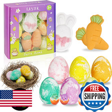 Kids Bath Bombs with Surprise Inside: 9 Pcs Natural Organic Egg Bunny Shaped Bas