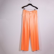 NEW Alice + Olivia Eric Low Rise Wide Leg Satin Trouser Pants Orange Coral 4