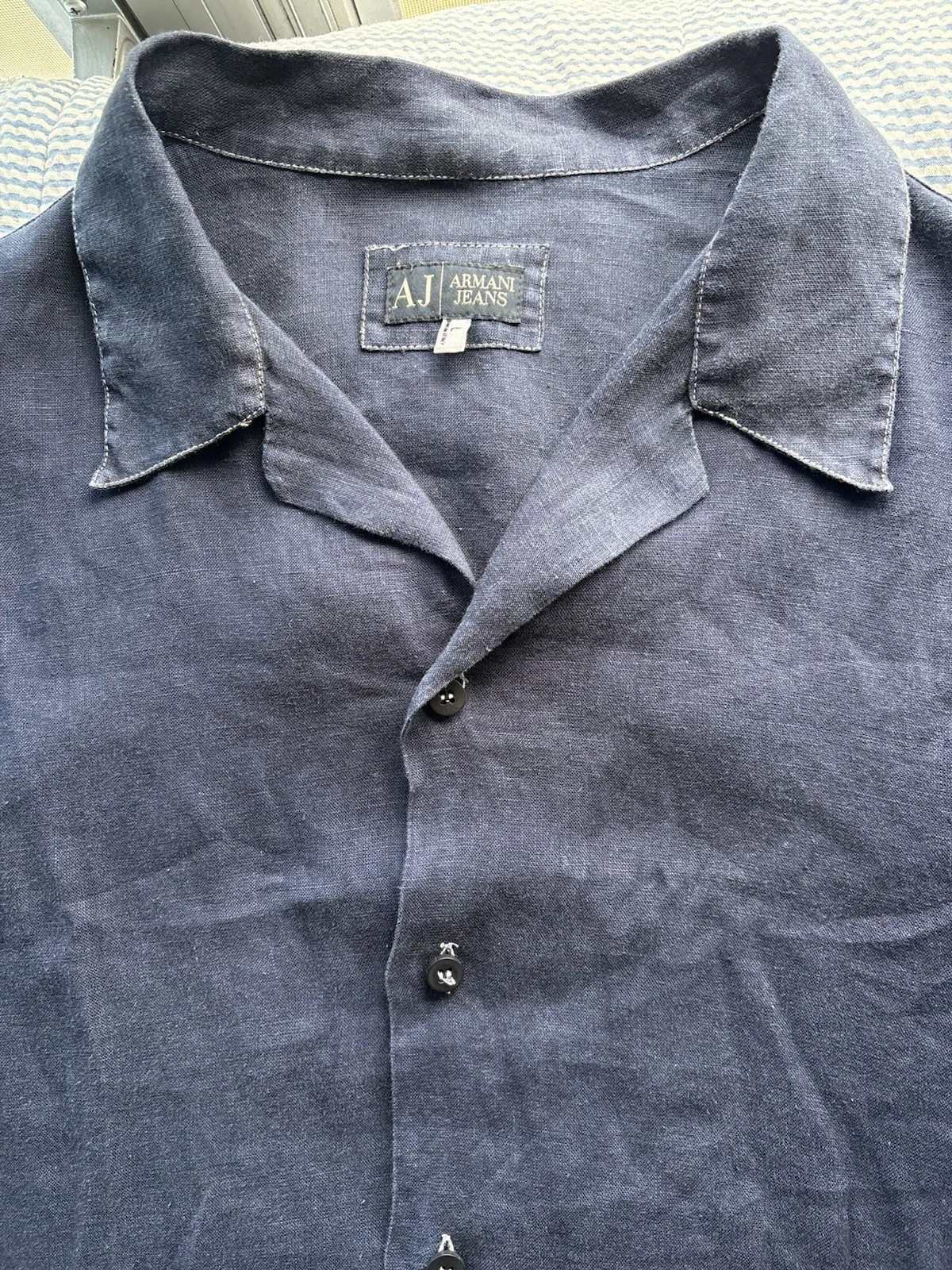 Armani Jeans Men’s Made in Italy Linen Camp Collar Short Sleeve Button Shirt L
Opens in a new window