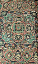 Vintage ART of the SCARF Italy Paisley 35" x 35" Navy Teal Green  Red Scarf