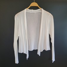 Cut Loose Tulle Sheer Mesh Cropped Cardigan Medium White Coastal Cottagecore
