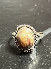 AGATE 925 STERLING SILVER HANDMADE JEWELRY sz 4.75 unmarked but tested