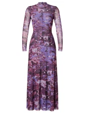 Ronny Kobo Rent The Runway Printed Mesh Overlay Whimsigoth Maxi Dress M RP$415