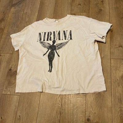 Nirvana Tee Shirt Vintage Black Angel Graphic, Teen Large, Cotton, 1990s
