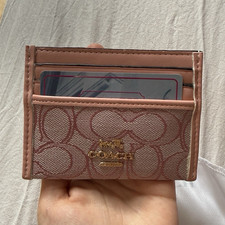 Coach Kartenmäppchen Rosa Leder Canvas Reiß...
