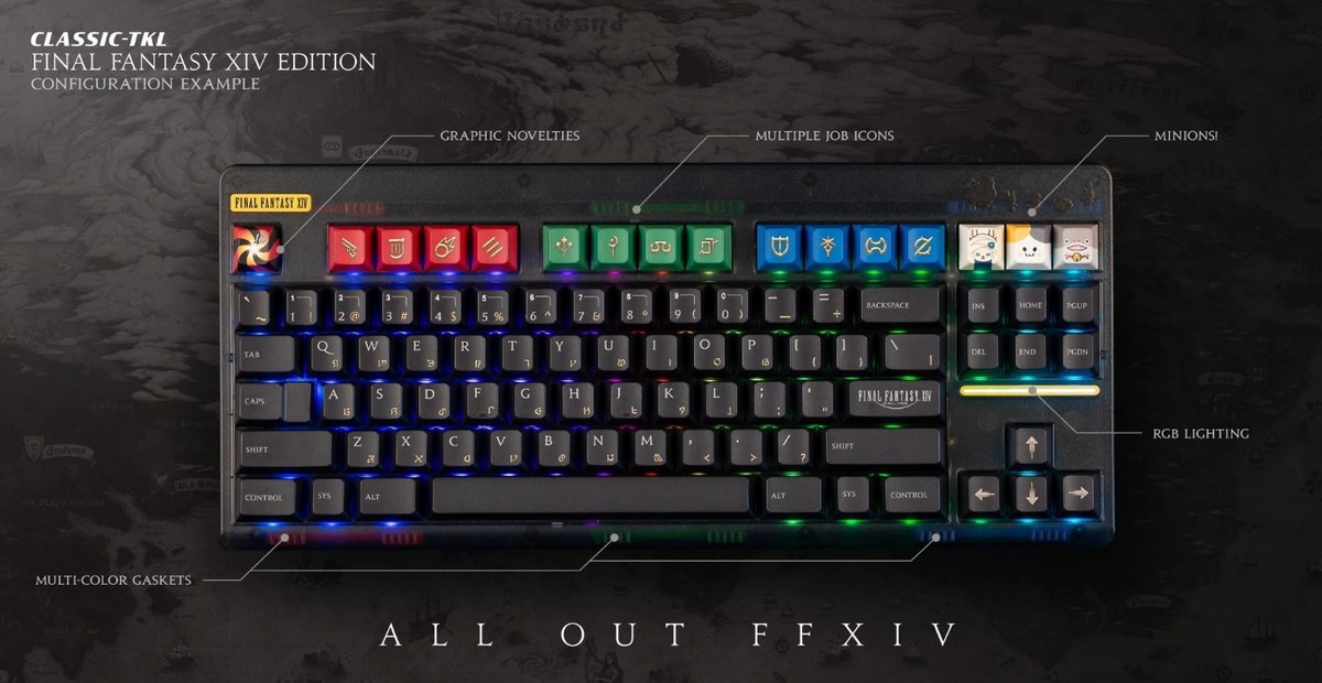 Novelkeys Final Fantasy 14 Online Keyboard Classic TKL FFXIV FF +