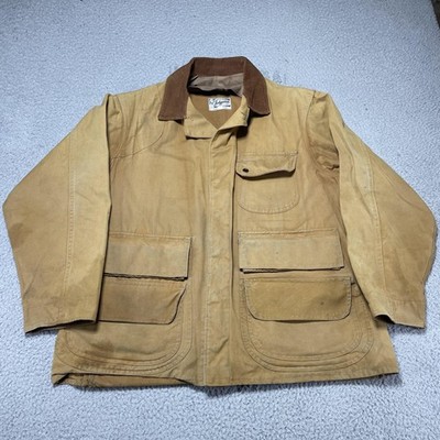 Vintage Hinson Bodyguard Jacket Mens 44 Tan Duck Canvas Hunting Field Coat 40s
