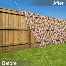 .Wooden Retractable Fence Expanding Fence Hedge With Artificial Flower Leaves