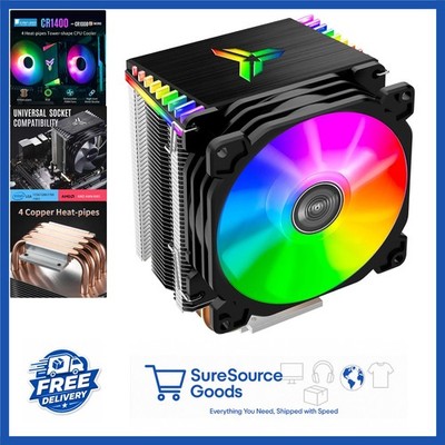 CPU Air Cooler 92mm PWM RGB Fan 4 Heat Pipes for Intel LGA AMD AM5 Black