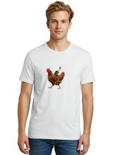 Chicken-With-Harness-And-Camera Mens Graphic Tee,100% Cotton, Casual Summer Wear