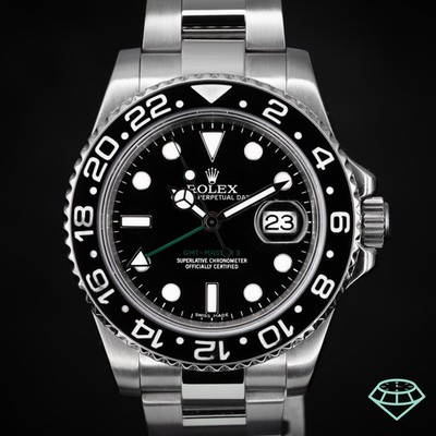 Rolex GMT Master II Black Bezel Complete Set Box & Papers 116710LN Green Arrow