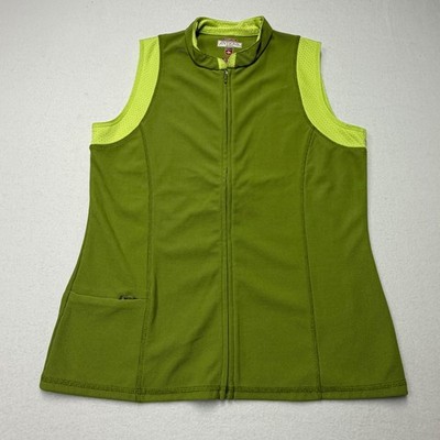 Antigua Desert Dry Golf Vest Green Full Zip Mock Neck Mesh Panels Womens  M