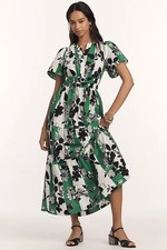 NWT Anthropologie Somerset Maxi in Chartreuse Floral Stripe Cotton Dress 1X