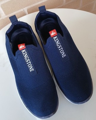 Kingstone Navy Blue Knit Slip-on Men's Shoes Breathable Comfort Soft