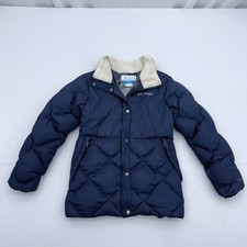 Columbia Omni Heat Down Puffer Jacket Girls Small 7/8 Coat Full Zip Parka Blue