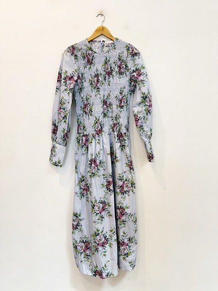 Designer GANNI Size 8 36 Blue Floral Midi Women's Dress