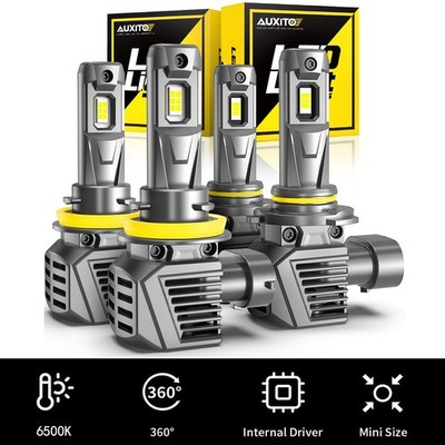 4x 9005 H11 LED Headlight Bulbs Kit 6500K for Ram Chevy Truck Pickup Hi/Low Beam