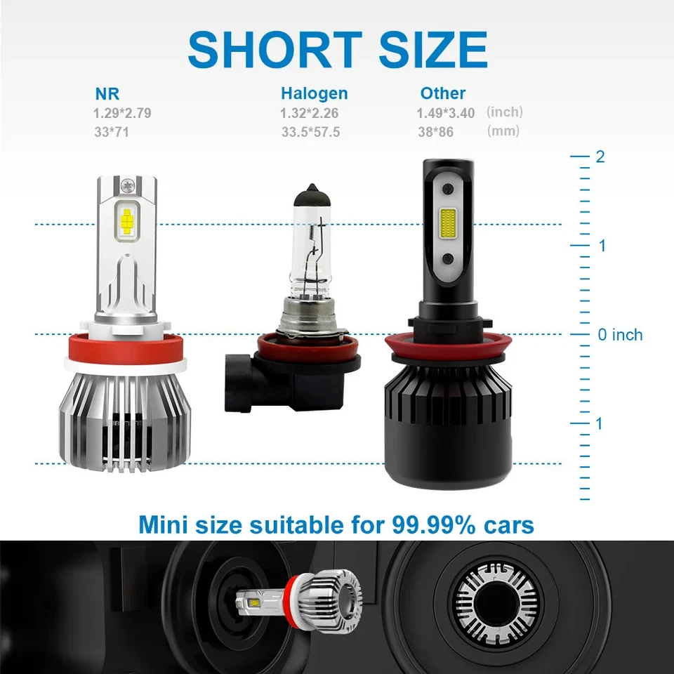 H7 Led H4 H1 H11 HB4 HB3 9005 9006 Car Headlight Bulbs 13200LM 110W 12V 6000K - Image 3 of 4