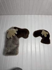  2 Daphne Headcovers Plush Moose Head Golf Club Head Covers Brown Gray Puppet