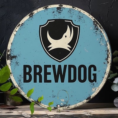 Brewdog Bier - Punk - IPA - rundes Barschild aus Aluminium - 8 Zoll (20,3 cm.) Dia.