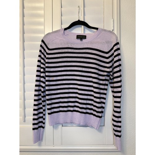 Premise Lavender Purple Black Striped Crewneck Sweater Size Small Light Knit