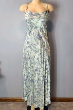 Vtg 90s Floral Maxi Dress Sz XL Fairy Grunge Satin Y2K Dainty Silky Whimsical