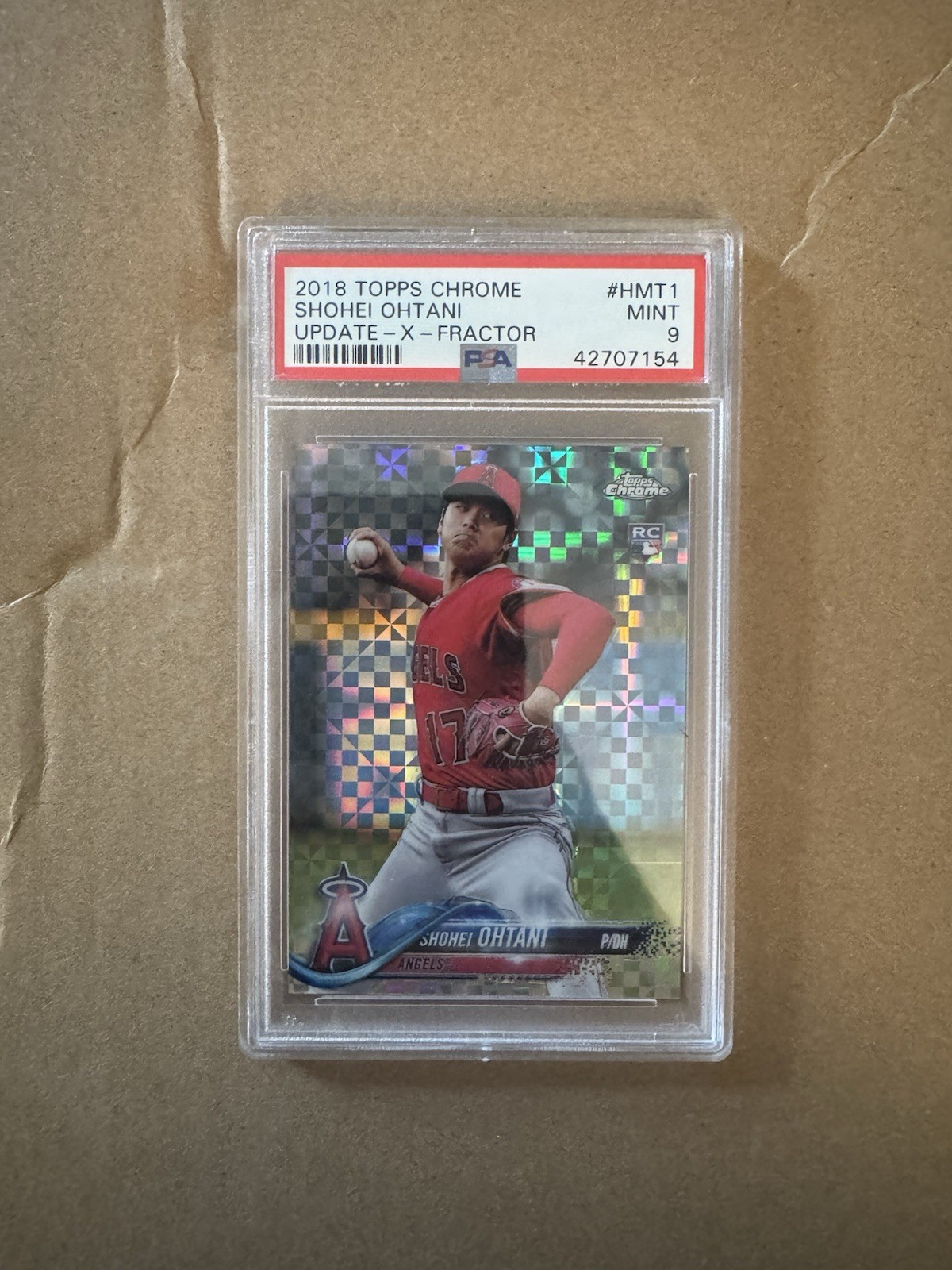 2018 TOPPS CHROME UPDATE X-FRACTOR #HMT1 SHOHEI OHTANI ROOKIE RC #/99 PSA 9
