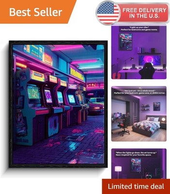 Cyberpunk Gaming Poster Art - Matte Framed Canvas Print - 12x15 Wall Art