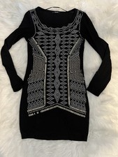 Black Studded Long Sleeve Sweater Dress