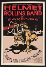 Helmet POSTER Rollins Band Sausage 1994 Silkscreen Derek Hess Signed Numbered