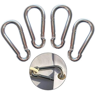 Huouo 4 Pcs 2.8 Inches Flag Pole Snap Clip Hooks Flagpole Attachment Silver