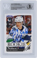 Elias Pettersson Canucks Signed 2018-19 Upper Deck #331 BAS Rookie Card w/Insc. rookie card picture