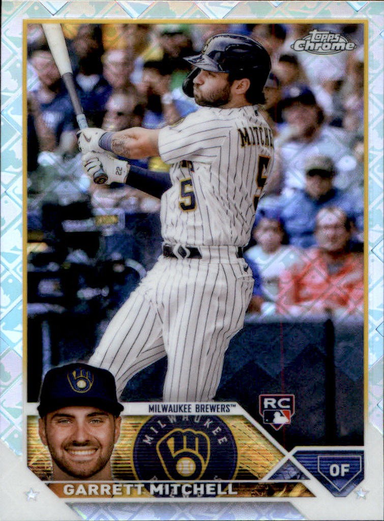 Garrett Mitchell Rookie RC 2023 Topps Chrome Logofractor Card #110 Brewers
