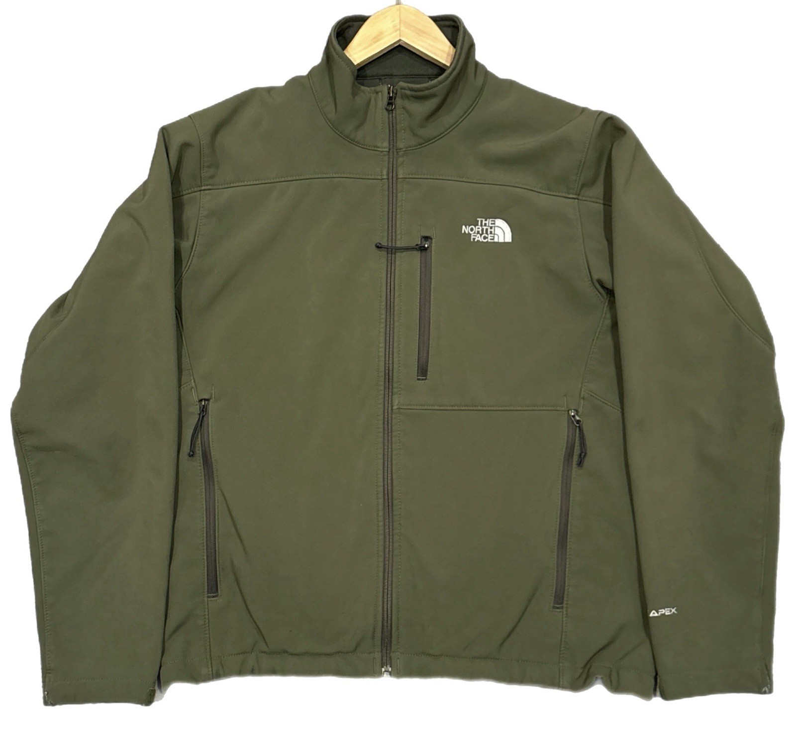 The North Face Apex Bionic Jacket Men’s Medium Hiking Zip Olive Soft Shell