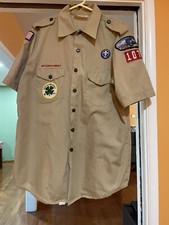 VTG Mens LARGE Official Shirt BSA Khaki Made In USA BALDWIN SAN GABRIEL VALLEY