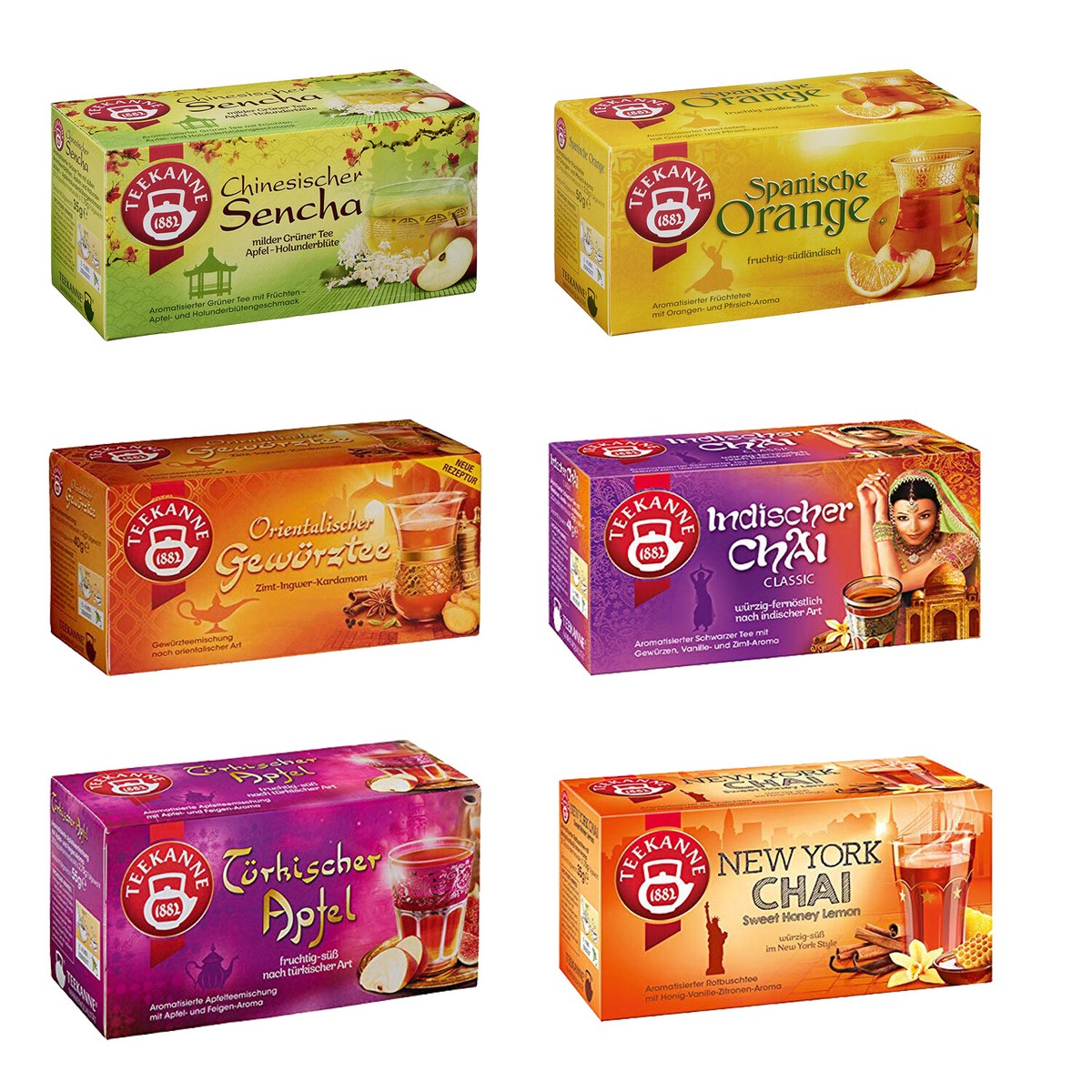 55,56€/kg Teekanne Ländertee 6er Set 120 Beutel Hochwertig aromatisch Vielfältig