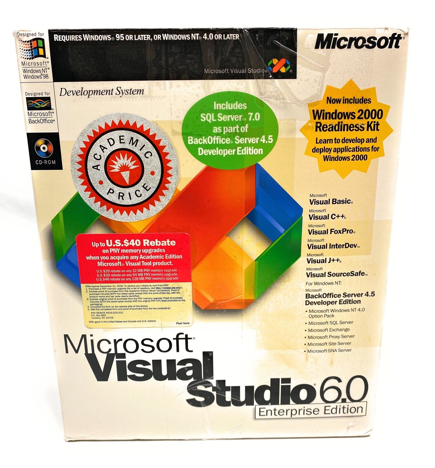 Microsoft Visual Studio 6.0 6 Enterprise FOXPRO BASIC for Windows 7 8 10