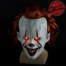 LED Halloween Mask Joker Pennywise Stephen King IT Clown Cosplay Horror Props A