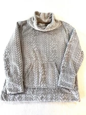 Koolaburra By UGG Fleece Pullover M Beige Chevron Kangaroo Pocket EUC