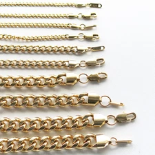 18K Gold Plated Cuban Curb Chain Necklace or Bracelet for Men Women – Various