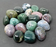 1/2 lb Bulk Lot Moss Agate Tumbled Stone (Crystal Gemstone Reiki Tumble) 8 oz