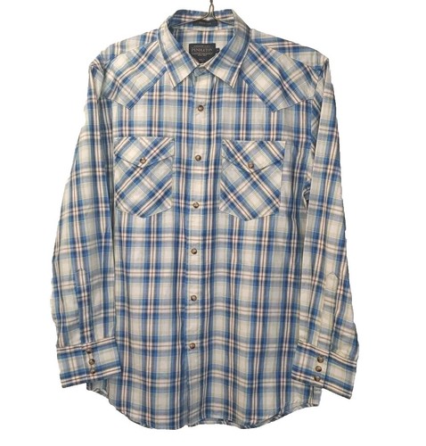 Pendleton 70s Wool Check Shirt M Blue Long Sleeve Casual Men | eBay