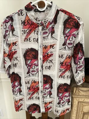MM Studio David Bowie Rare Button Up Shirt  We Can Be Heroes  made In Italy SZ M