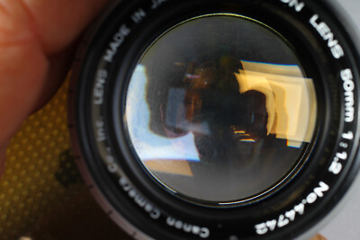 CANON 50MM 1:1.2 M39 LTM LENS W CAPS LENS HOOD CASE LENS HAS HAZE