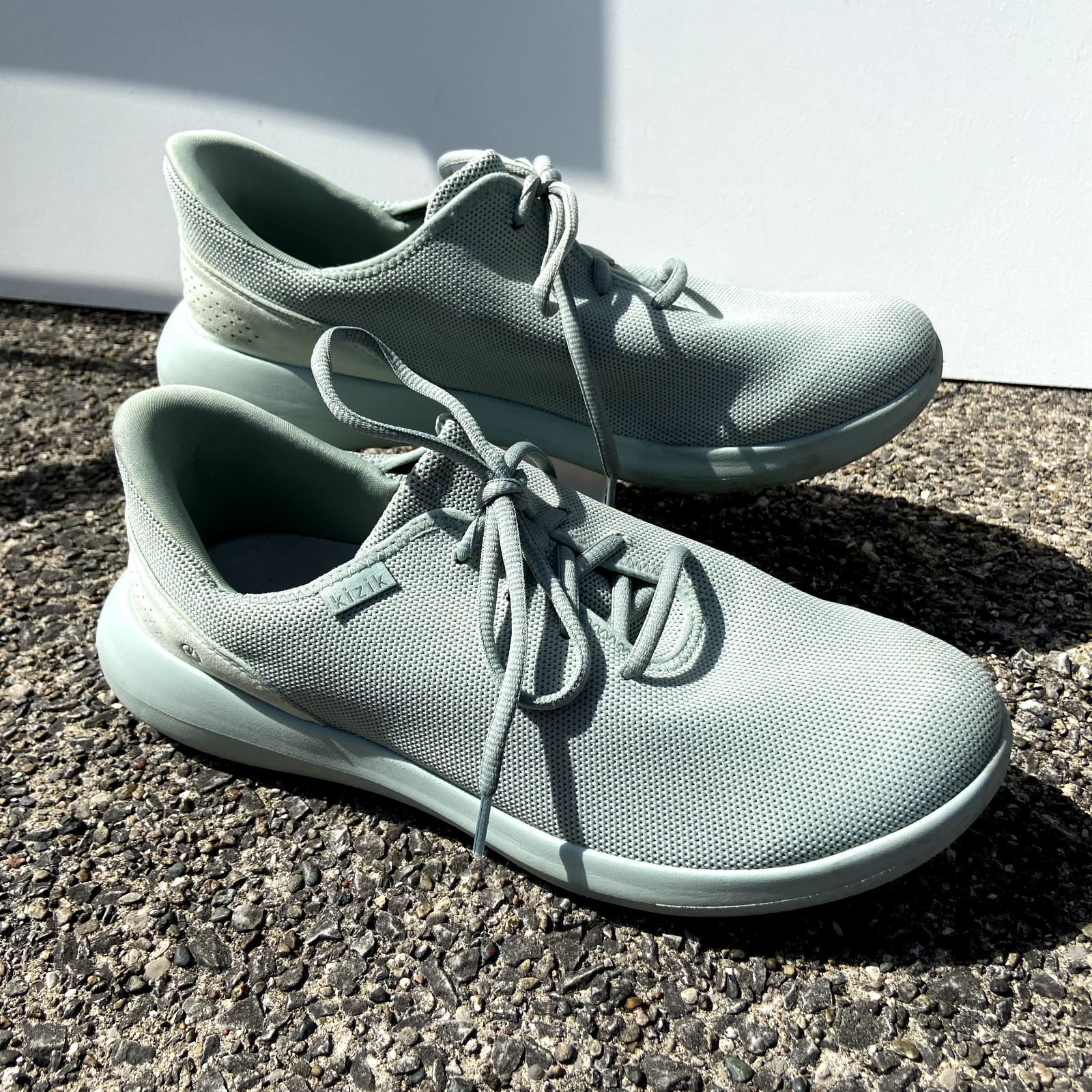 SAOLA Scarpe Kizik Madrid Eco Knit Mani Libere Uomo Taglia 10 5 Larghe Lacci Verde Madrid