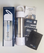 DrinkMate InstaFizz Stainless Steel Water Bottle Bundle 30 CO2 Cartridges White